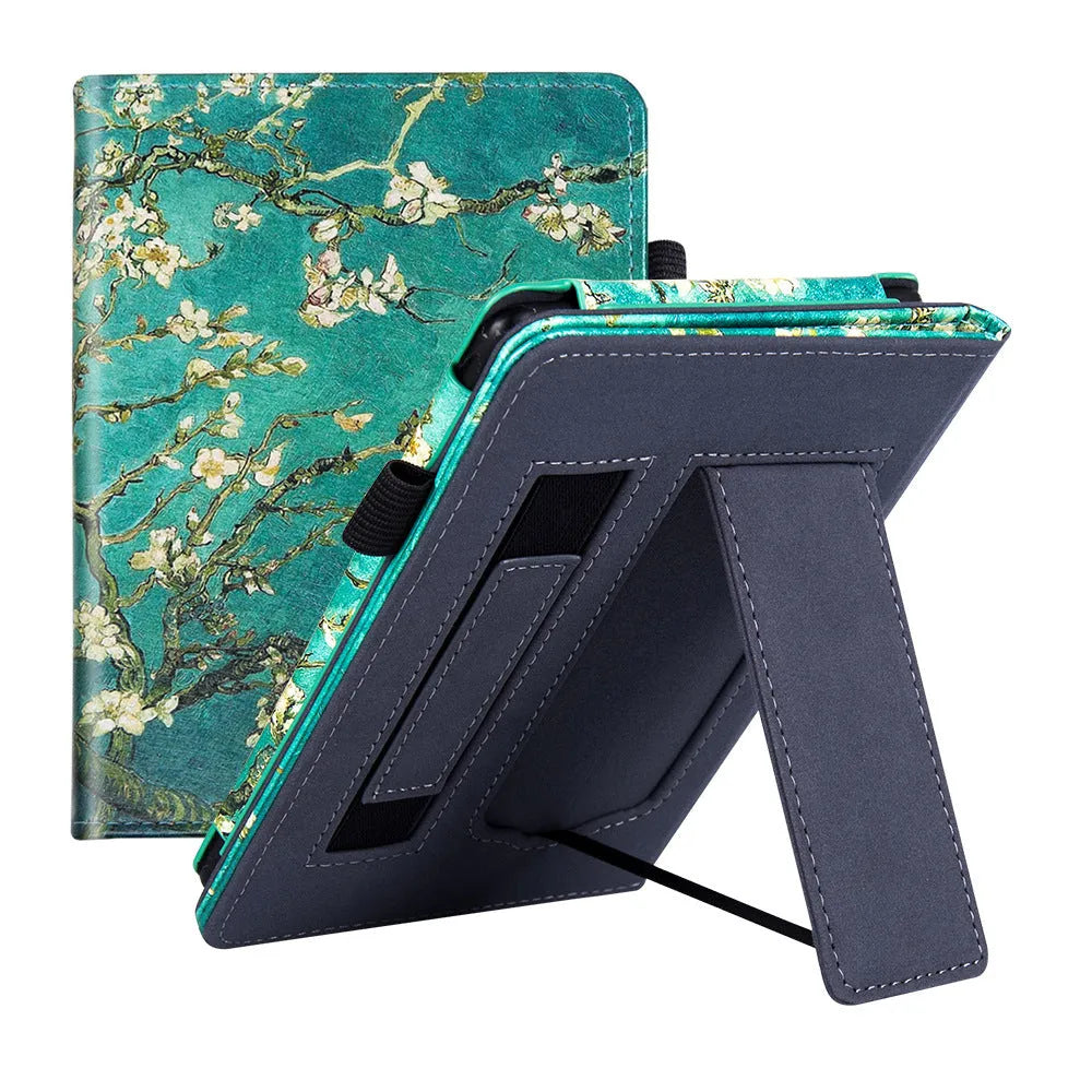 Kindle Paperwhite 5 calf leather case with wrist splint bracket in black