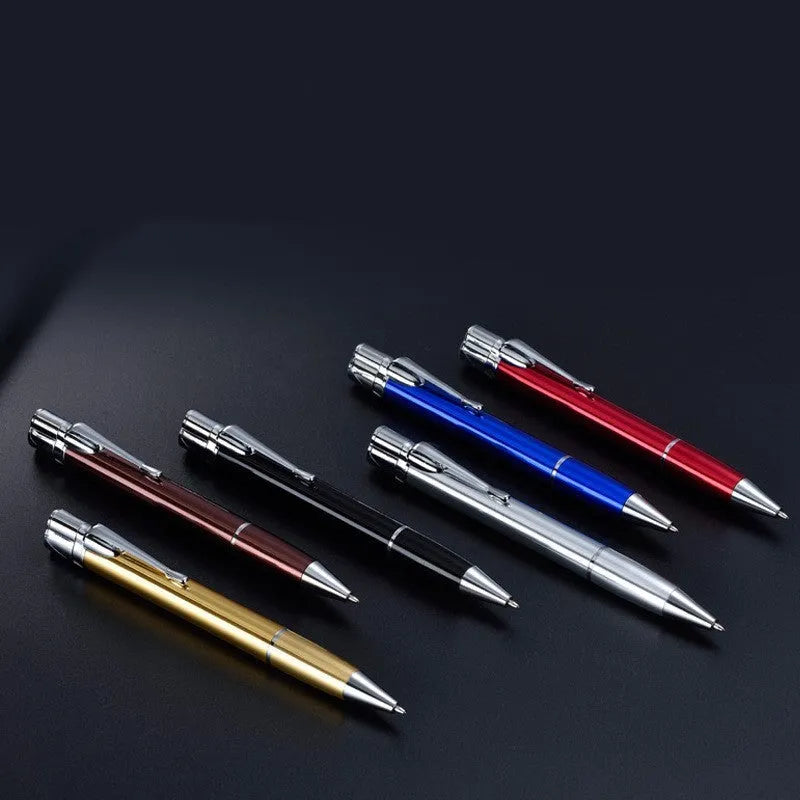 Windproof metal jet flame pen lighter in assorted colours on a key chain