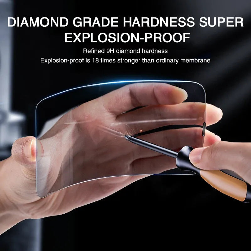 Anti-peeping tempered glass screen protector for iPhone showing full front coverage.