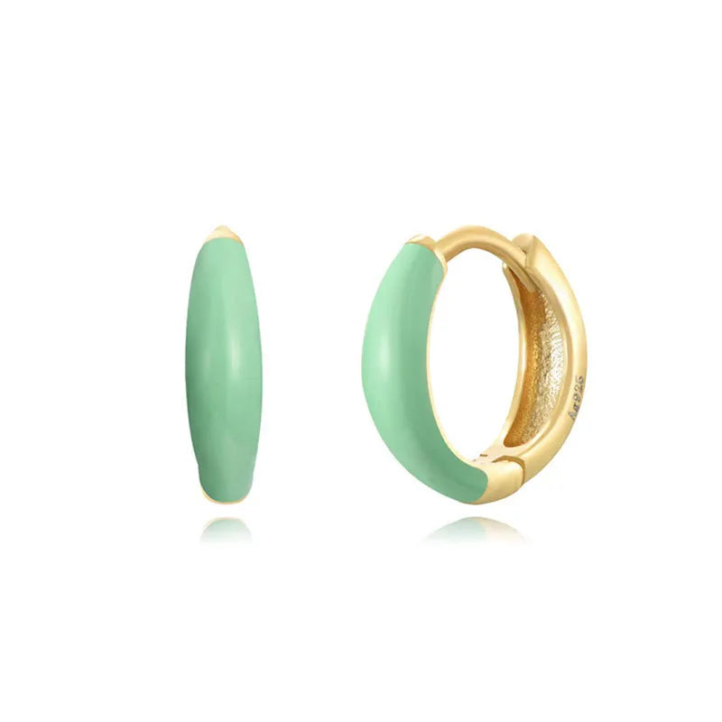 Epoxy resin oval curved earrings in geometric U-shape design with seven colour options