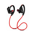 Black wireless neckband Bluetooth earphones with earbuds and USB charging cable