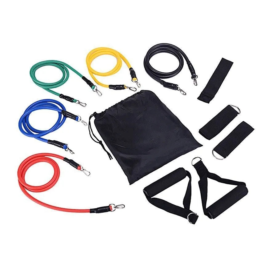 Door-mounted ABS plastic gym set with pull-up bar and exercise rope components for home fitness training