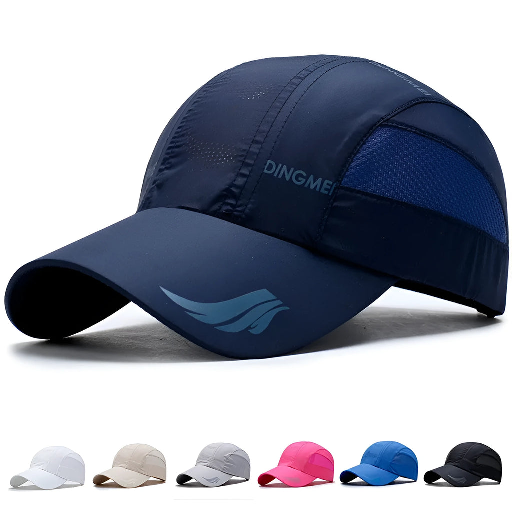 Outdoor sun hat with quick-drying fabric in dark blue, feature dome crown and wing style