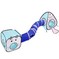 Foldable pet play tunnel with cat and fish print design for small cats and puppies