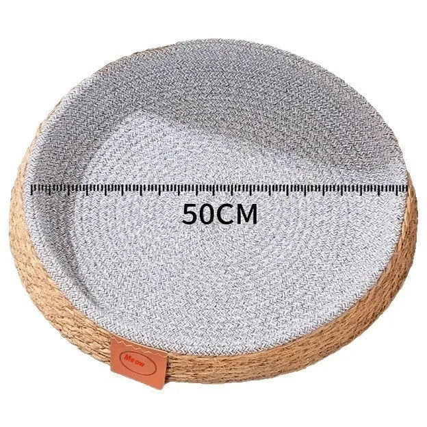 Natural rattan woven cat bed in nest design available in four different sizes