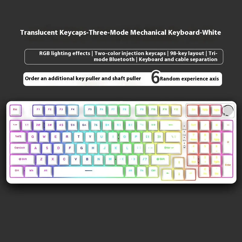 98-key wireless Bluetooth mechanical keyboard with multiple colour theme options