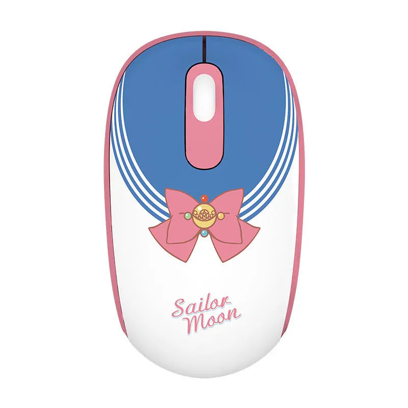 Sailor Moon pink wireless computer mouse with USB receiver showing cartoon character design
