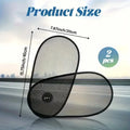 Breathable car window shade stretched on side window with suction cups visible