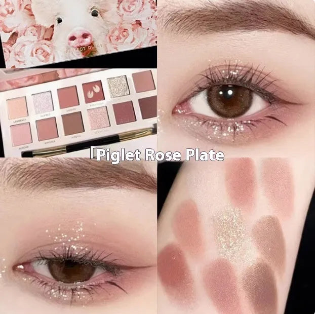 Twelve-colour animal themed eye shadow palette with pressed powder formula