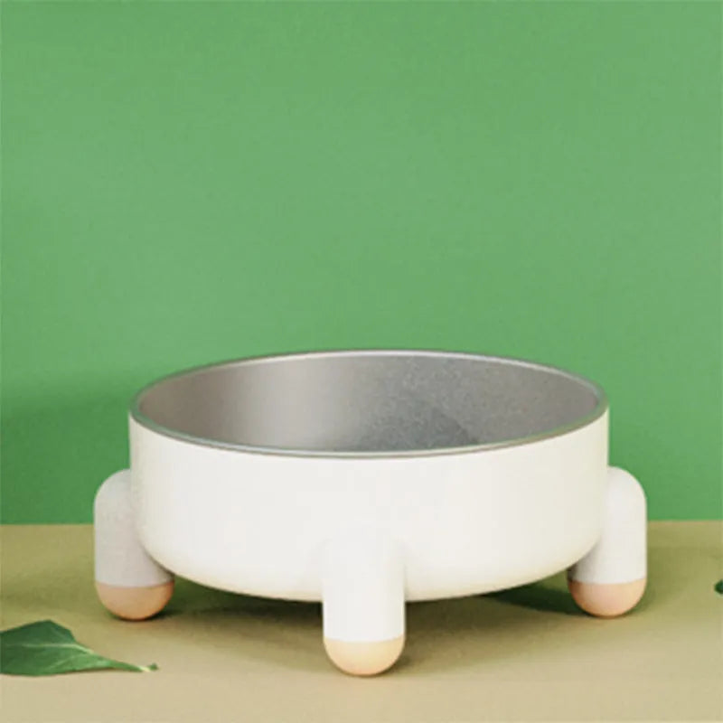 Green raised stainless steel pet bowl with non-slip high foot for dogs and cats