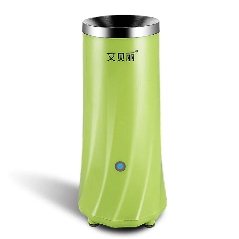 Mini breakfast machine in beige or green with compact automatic design for small kitchens