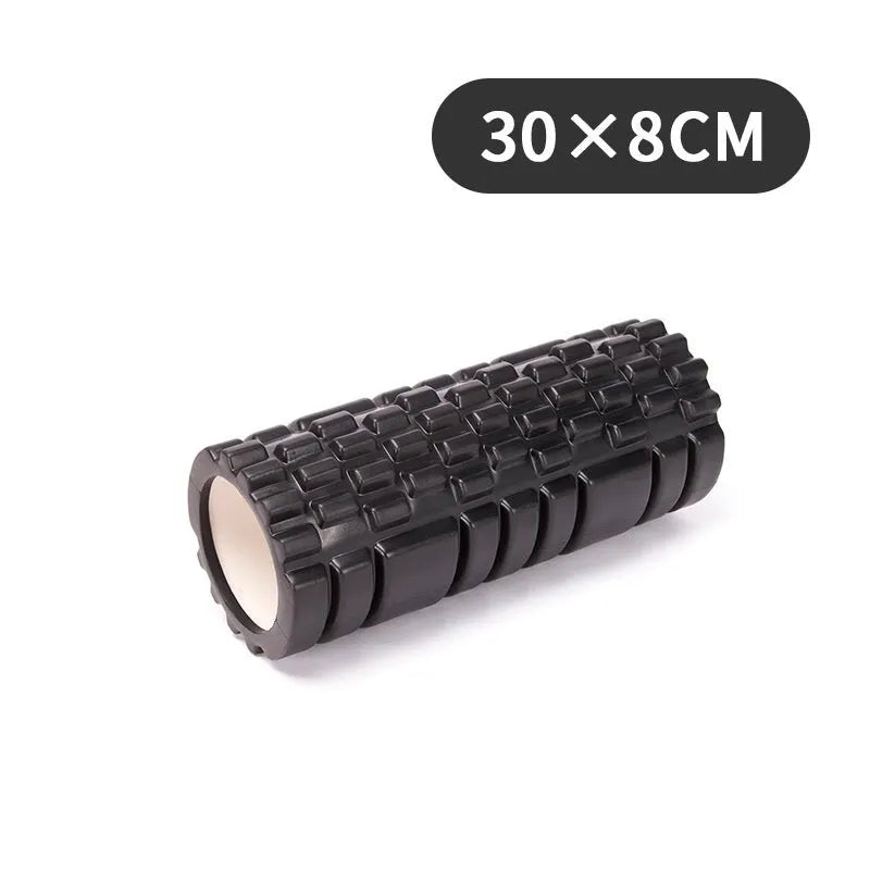 EVA foam roller for fitness in multiple colours and sizes including black, grey, pink, and blue