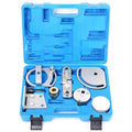 Volvo T6 3.0 3.2 engine timing tool kit with eight carbon steel alignment tools on a workbench.