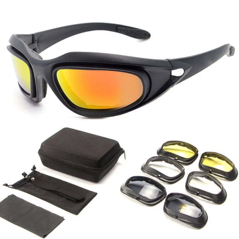 Polarized tactical sunglasses with full rim PC frame for outdoor cycling and sports