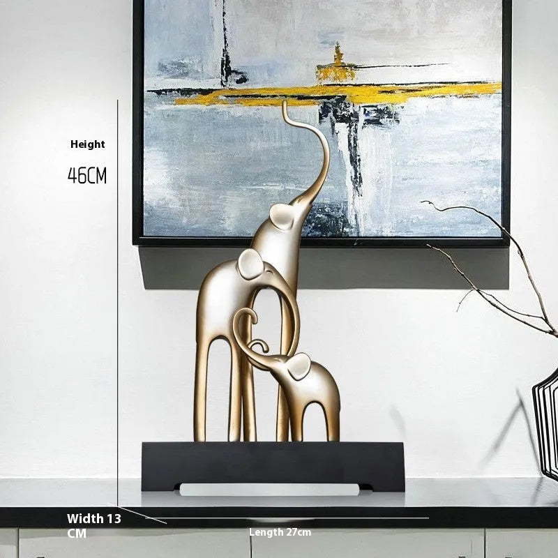 Fortune Bring Elephant decorative resin statue in bright gold electroplated finish with European styling