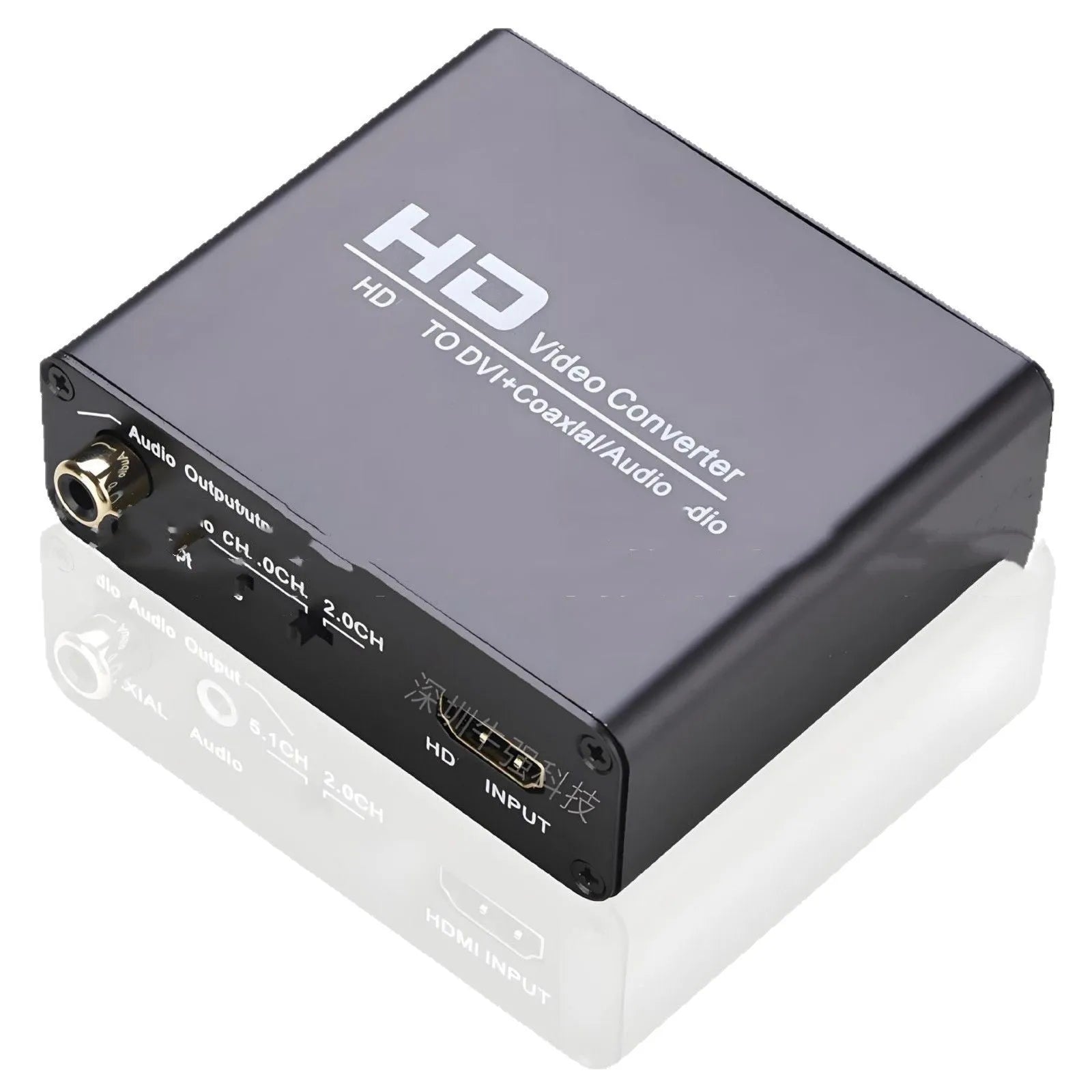 Black HDMI to DVI converter with 3.5mm audio port and 1.5 metre cable for 1080p video conversion