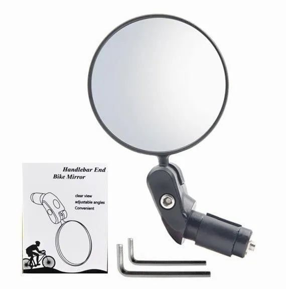 Black convex rearview mirror for vehicles showing 7cm diameter lens and adjustable mount.