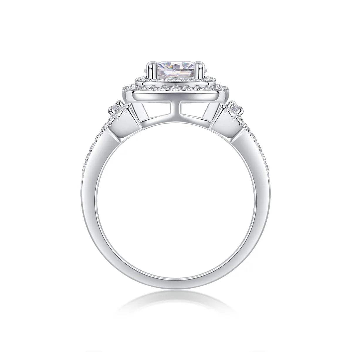 1-carat moissanite wedding ring set on platinum-plated S925 silver band in gift box