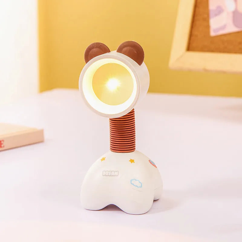 DIY cartoon magnetic small night lamp showing adjustable lighting angle and bear design