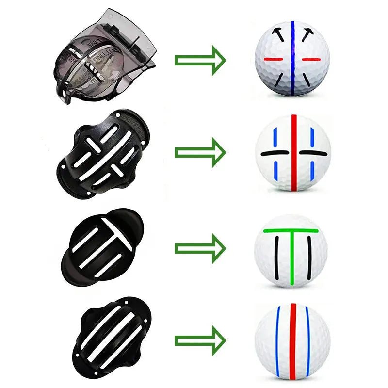 Golf putting alignment tool set with scribers and drawing pens for ball marking practice
