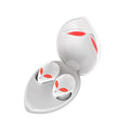 Alien-themed Creative Outer T8 Starman black wireless earbuds with red LED lights next to charging case.