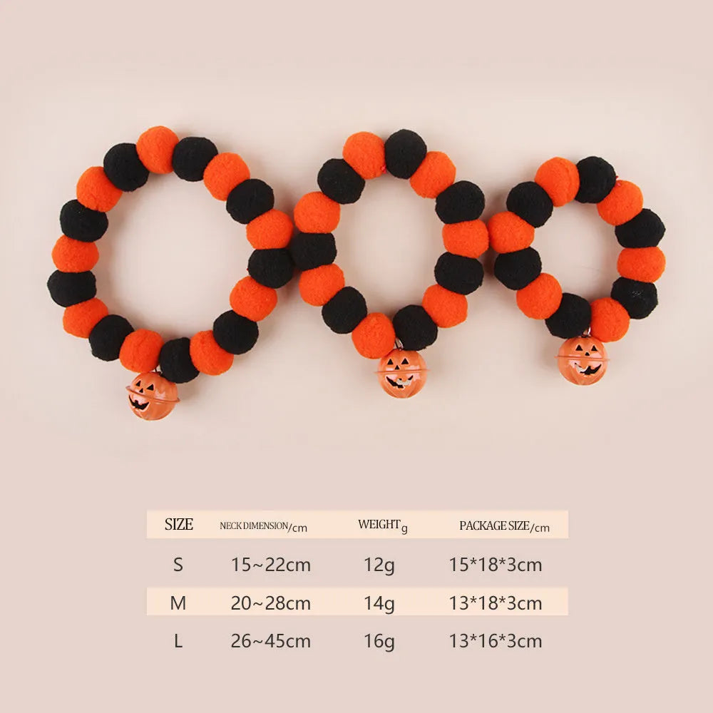 Halloween pumpkin design cat collar with metal buckle in three adjustable sizes