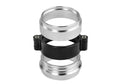 Aluminium fixed movement exhaust clamp for turbo applications in black, blue, or red.