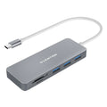 USB 3.0 hub card reader with three ports SD and TF slots in dark grey