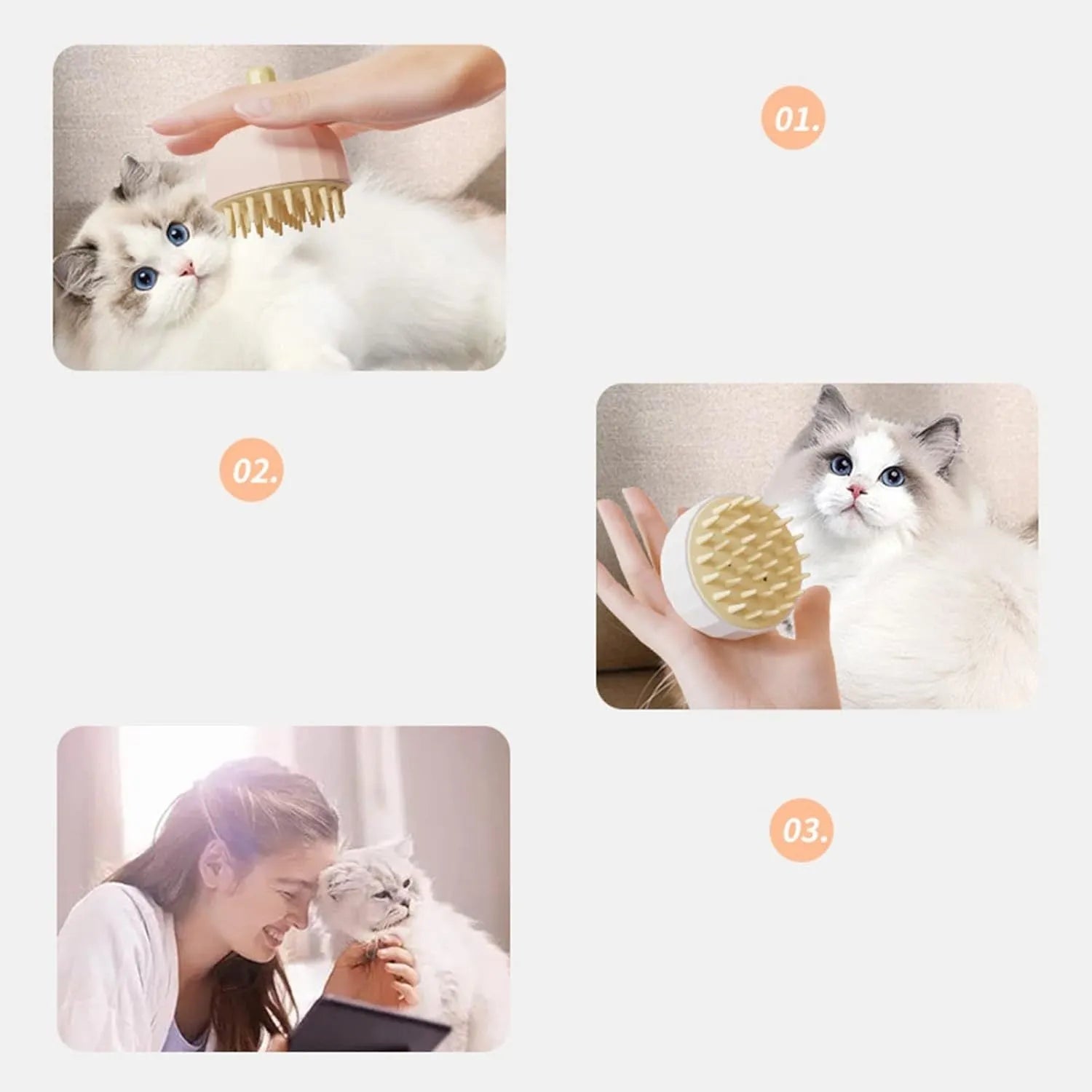 Green pet bath massage brush with soft silicone bristles and drainage holes for dogs and cats
