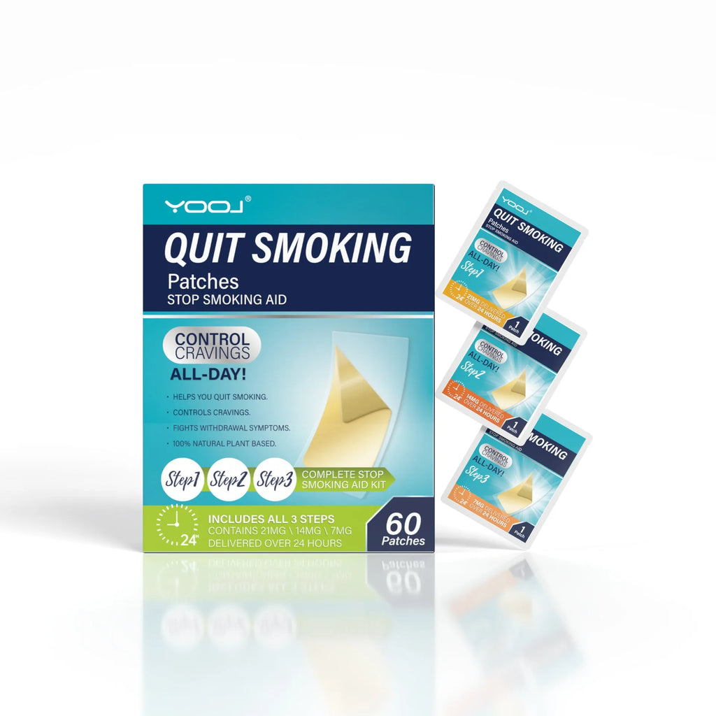 Box of 30 plant extract nicotine patches for smoking cessation, suitable for men and women.