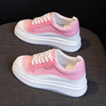 Women's beige leather platform shoes with thick soles for height increase