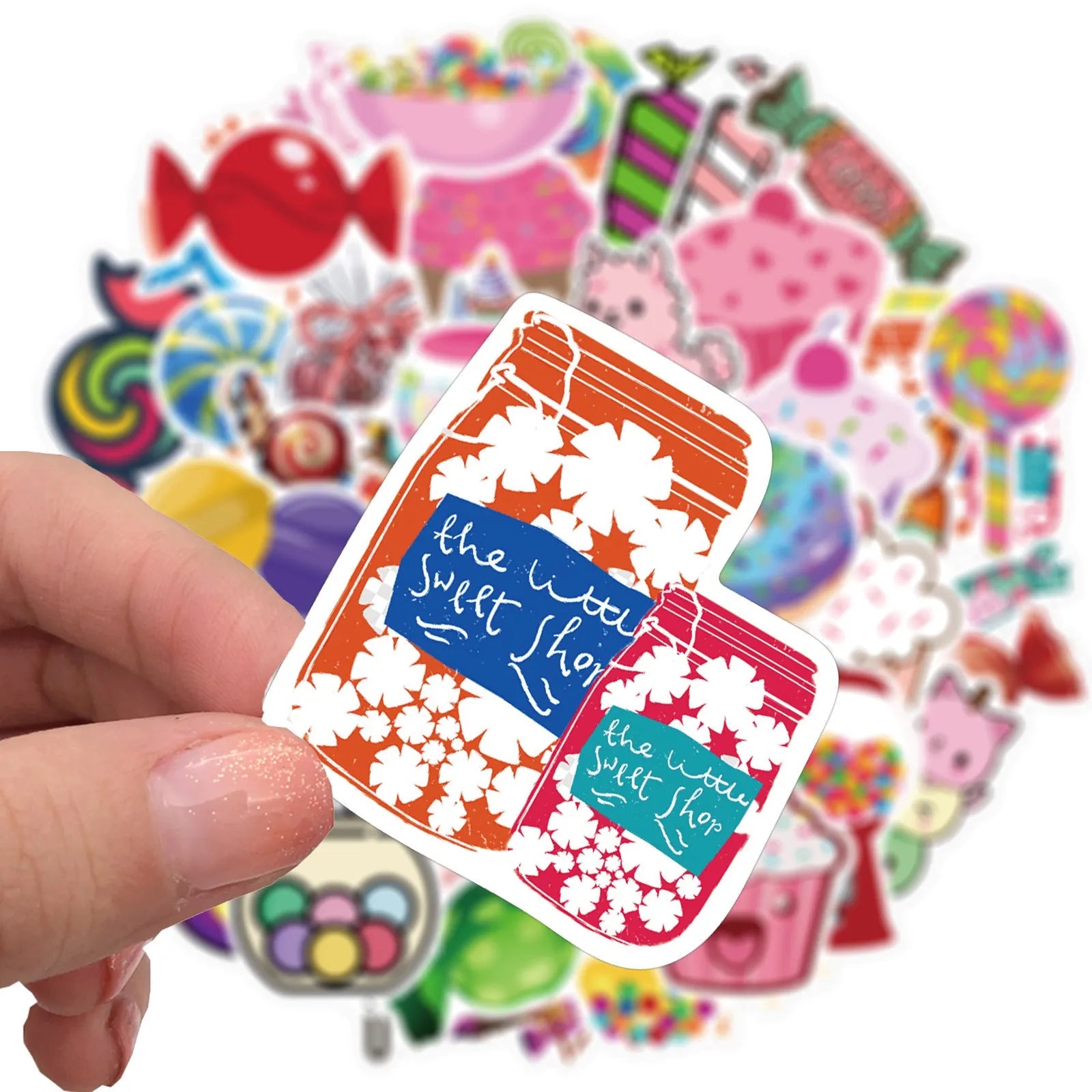 Candy series graffiti stickers colourful cartoon designs adhesive 4-6cm size