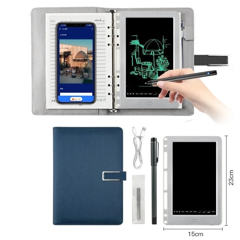 85-inch Master Software electronic writing pad with stitching appearance in choice of colours, shown with smart pen.