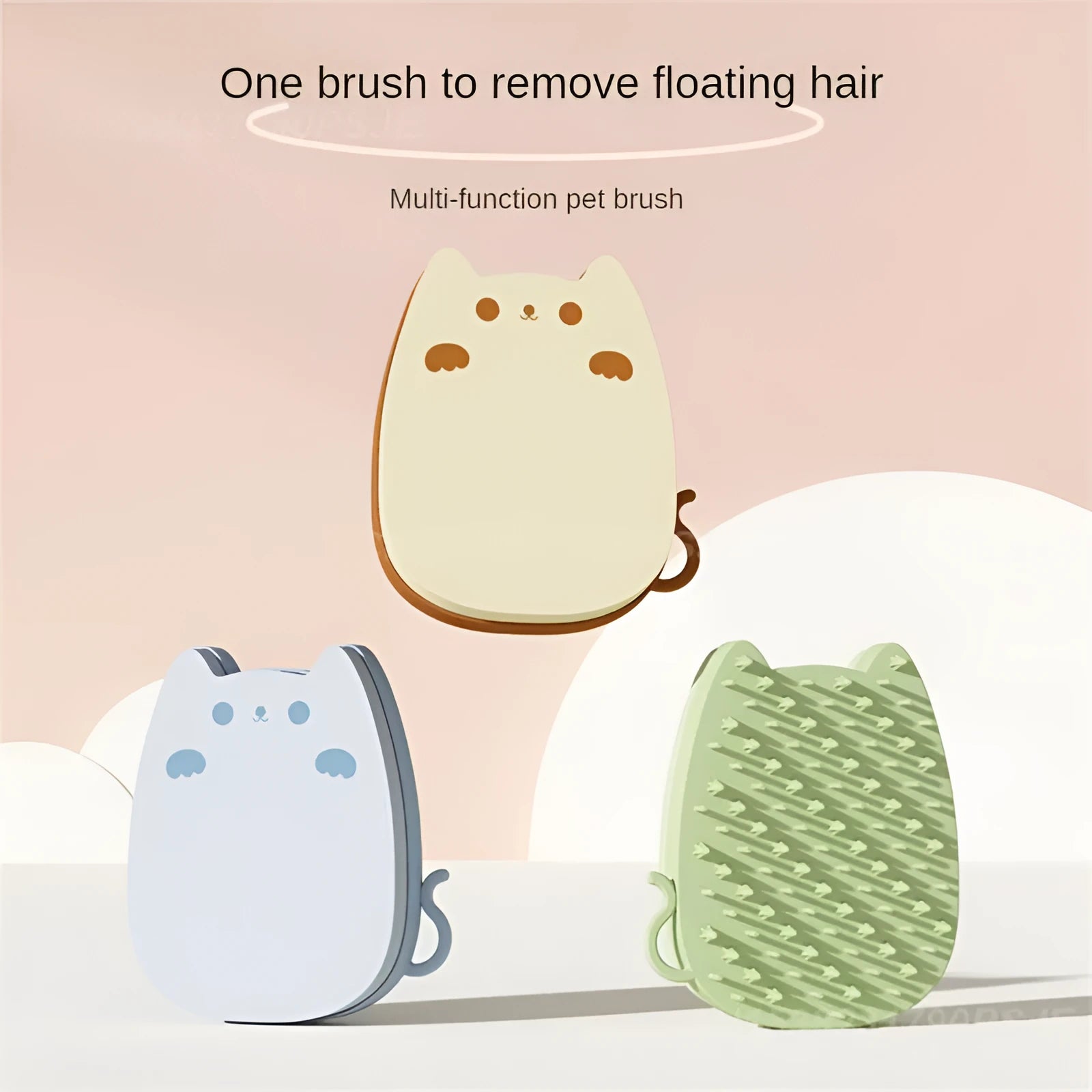 Blue silicone sponge pet grooming brush with dual comb teeth for cats and dogs hair removal