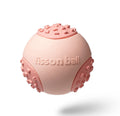 Green and pink rolling ball dog toy measuring 64mm diameter for small medium dogs