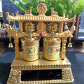 Electric alloy prayer wheel body with Chinese tradition style for car interior decoration measuring 12x15x8cm