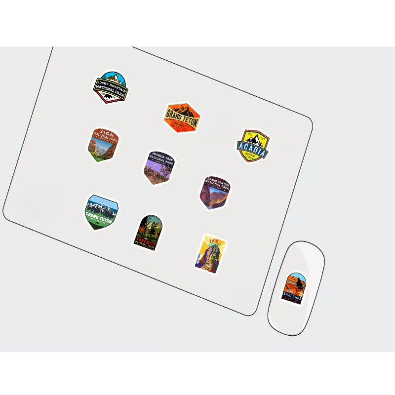 50 pieces national park matte finish stickers for decorating laptop and luggage