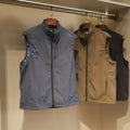 Men's Army Green nylon vest with side pockets and straight cut retro design