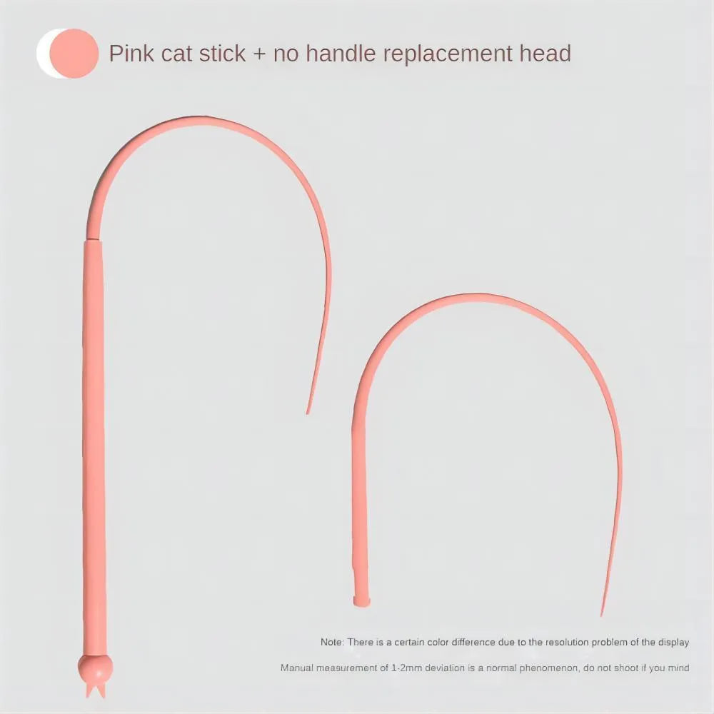Simulated mouse tail cat toy with silicone tail and cat head handle design