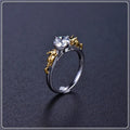 Copper crown ring with crystal elements in black gold finish