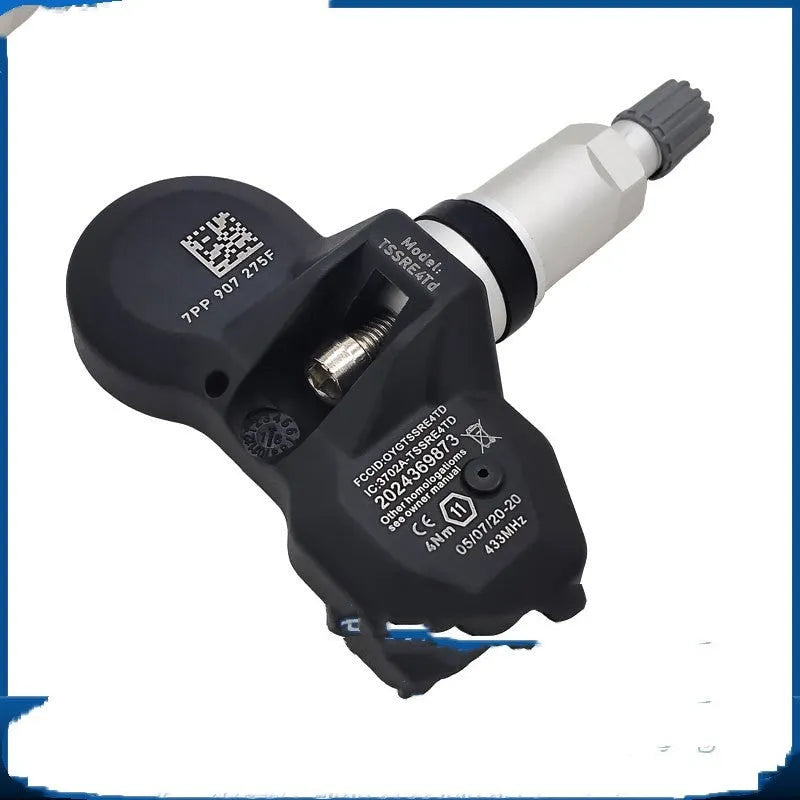 Black car tyre pressure monitor sensor for Audi vehicles, direct replacement TPMS unit