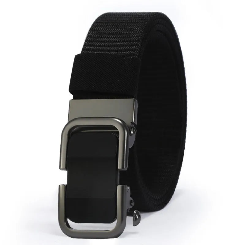 Toothless nylon canvas men's belt with alloy buckle in multiple colour options