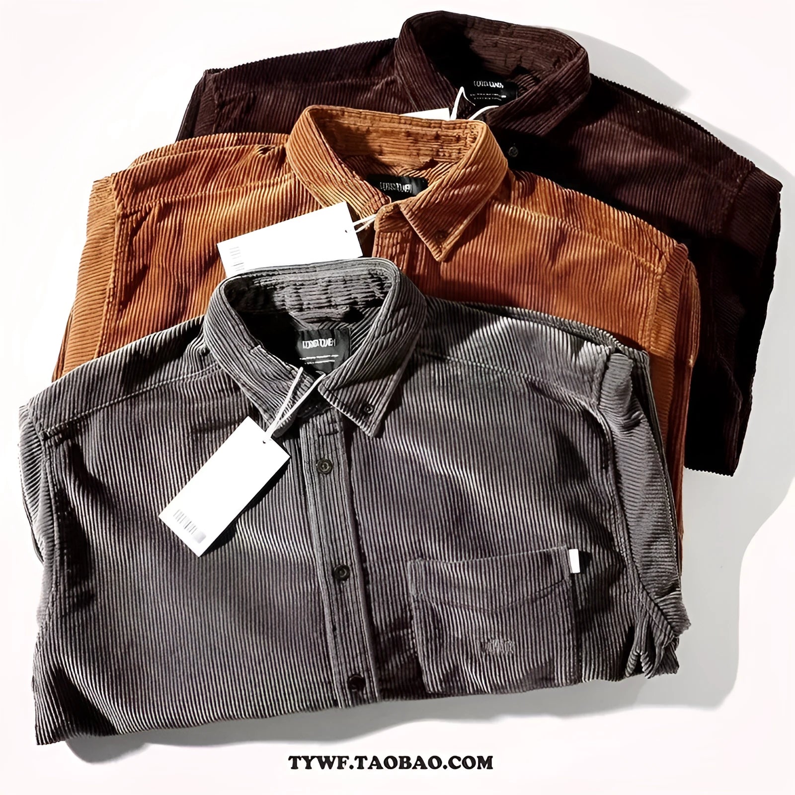 Long sleeve corduroy shirt in loose Japanese Hong Kong streetwear cardigan style