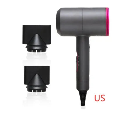 2000W hotel hair dryer with long cable in metallic black, showing UK plug