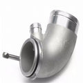 Aluminium 90 degree turbo outlet elbow for lateral engine turbo installations
