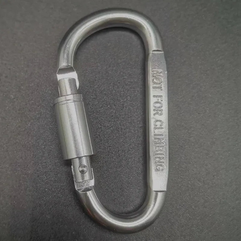 D-type aluminium carabiner with locking mechanism in multiple colour options