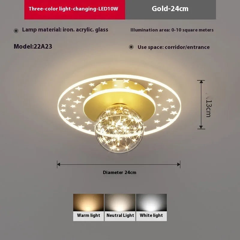 Modern corridor ceiling lamp in black finish with LED light source