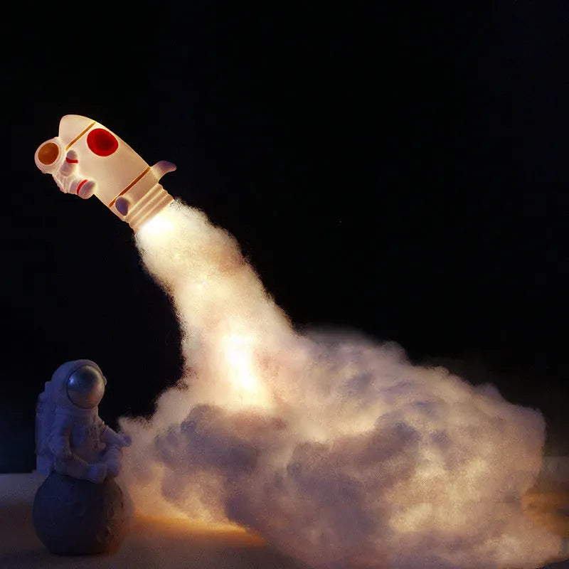 DIY rocket night light kit with LED string lights and space-themed design for desk decoration
