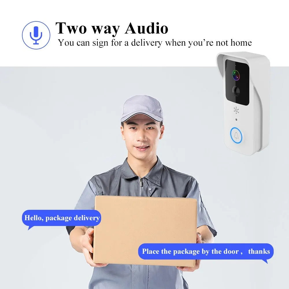 Black or white smart waterproof visual doorbell for remote home security