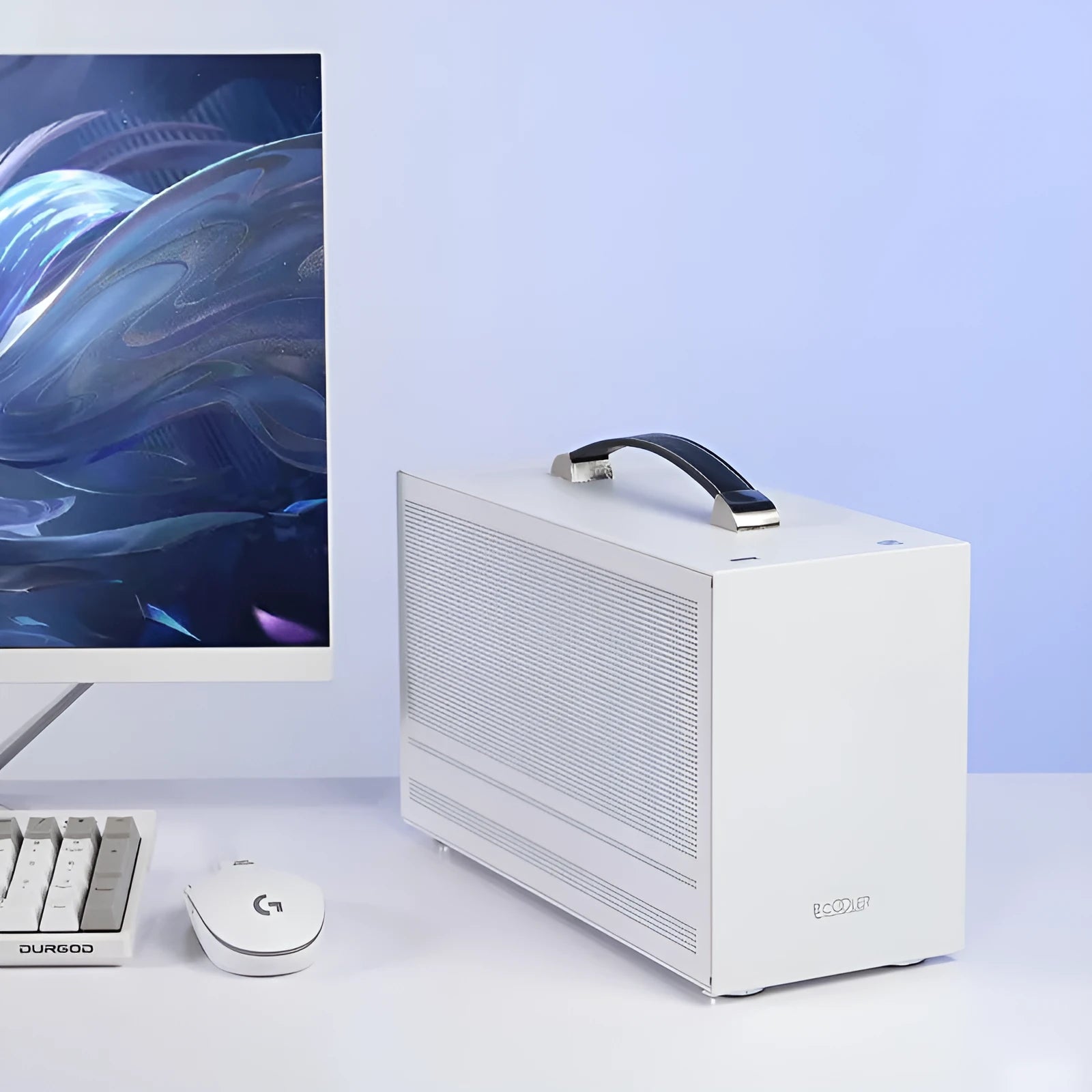 Hummingbird PRO mini-ITX desktop computer chassis in titanium grey and white colour options